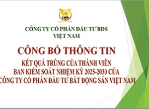 KẾT QUẢ TRÚNG CỦA THÀNH VIÊN BAN KIỂM SOÁT NHIỆM KỲ 2025-2030 CỦA CÔNG TY CỔ PHẦN ĐẦU TƯ BẤT ĐỘNG SẢN VIỆT NAM